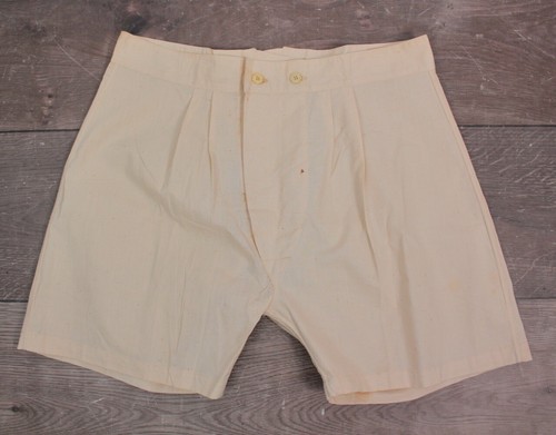 VTG 1950s Men s White French Army Boxer Shorts 50s Cotton Military