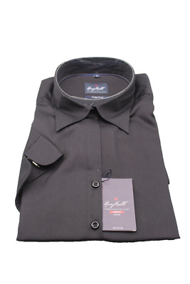 L506 HAKRO Damen Bluse Business Berufsbluse bügelfrei kurzarm schwarz Gr. 44