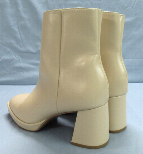 CHINESE LAUNDRY Dodger CREAM Faux Leather SIDE-ZIP Block Heel BOOTIES BOOTS Sz 8 - Picture 3 of 6