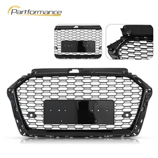 For 2017-2020 Audi A3 S3 Gloss Black Front Honeycomb Upper Grille Grill No/ ACC