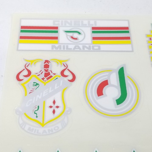 Cinelli Italian Vtg Decals Frame Stickers Cycling Green Red White Yellow Set - Picture 5 of 7