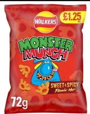 MONSTER MUNCH CRISPS SHARE BAGS FULL CASE OF 18x72g FLAMING HOT SWEET And SPICY