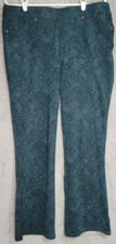 DG2 by Diane Gilman Knit Boot Cut Stretch Pull On Pant Sz. PL Green Snake Print