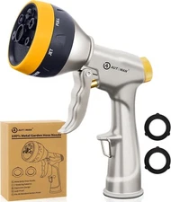 Garden Nozzle Sprayer, High Pressure Spray Nozzle, 100% Metal Water Hose Nozzle,