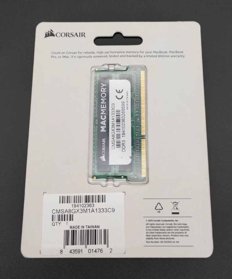 Corsair MACMemory DDR3 8GB RAM 1333MHz for MacBook iMac MacBook Pro 2010-11 - Image 2 of 4