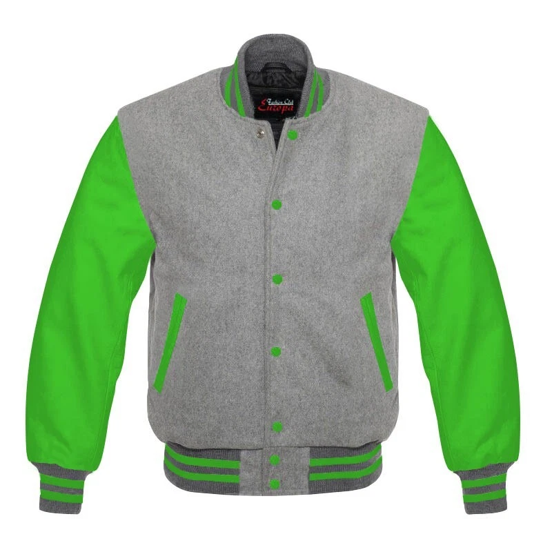 Letterman Style Vasity Jacket Men Wool Snap Closure Leather Sleeves - product detail image 21