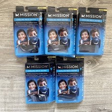 Lot of 5 - Mission Cooling Neck Gaiter Youth 8 OS - Sports / Fishing Face Cover