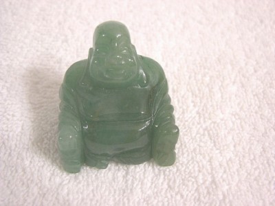 Jade Buddha hand carved and polished all natural green jade 2X1 3/4X1 1/2 inch