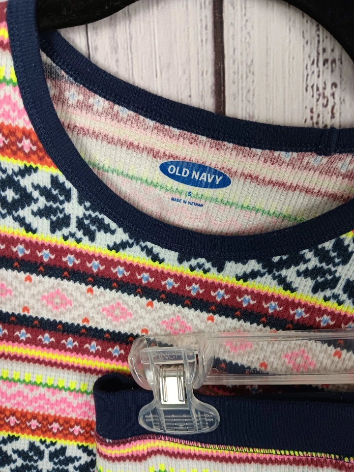 Old Navy Match Fair Isle Thermal Pajama Set Juniors Small Multicolor - Image 3 of 4