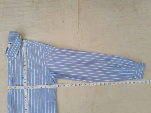 Thomas Burberry Chambray Gestreiftes Hemd Herren M Blau Logostickerei Made Spain - Bild 12 von 19