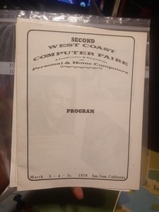 Second West Coast Computer Fair Program. March 1978 San Jose Ca