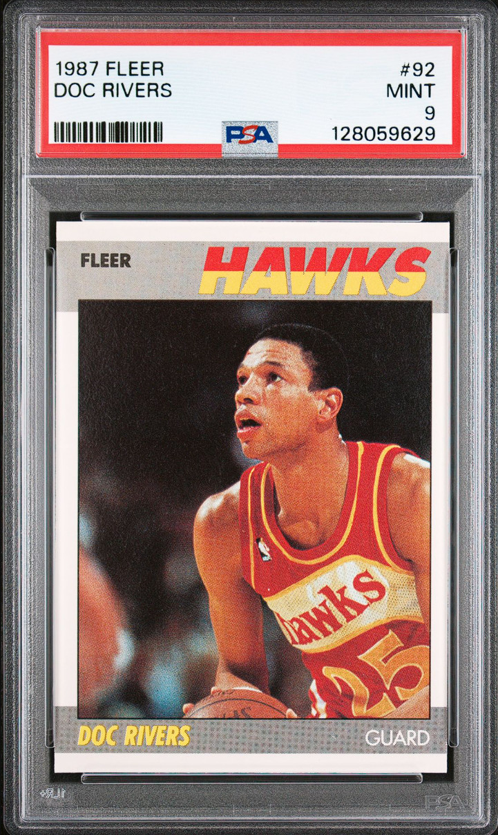 PSA 9 MINT 1987 Fleer Doc Rivers #92 Atlanta Hawks