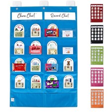 Chore Reward Chart Kids 30x20 Inch 20 Cards 66 Chore Multiple Kids Blue