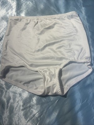 Vtg Y2K JUST MY SIZE SATIN Second Skin Satin PANTIES Hi Cut White Medium
