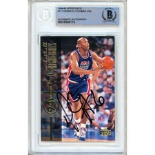 Derrick Coleman Signed 1994 95 Upper Deck USA #171 Beckett BAS Slabbed NBA Auto