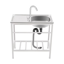 Kitchen Single Bowl Sink Free Standing Sink with Operation Countertop and Bottom