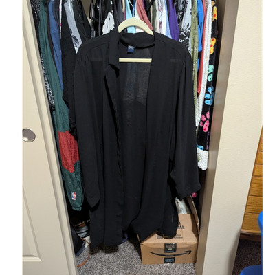 Ann Taylor LOFT Black Open-Front Cardigan Sweater 3/4 Sleeve Acrylic 2XL