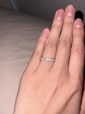 Oval Lab diamond wedding band for women 10k white gold