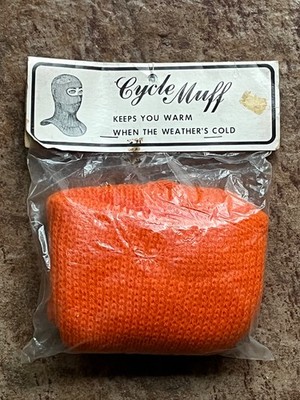 Rare NOS 70s/80s Orange CYCLE MUFF Face Mask for Cyclists BMX Road Mountain Bike