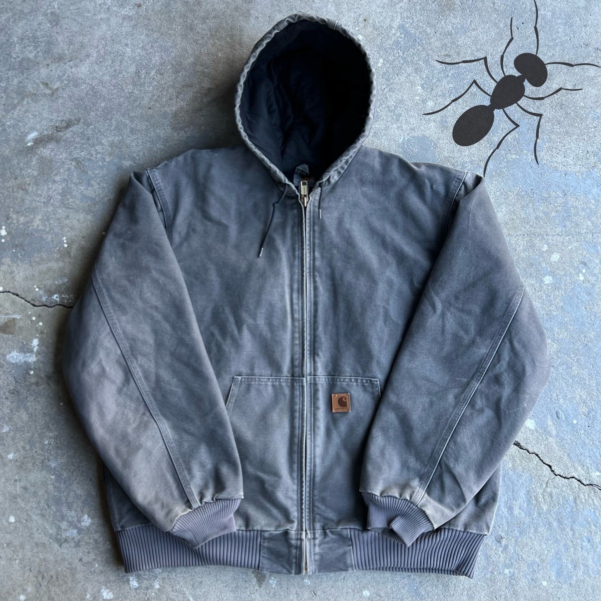 Vintage y2k J130 GVL gray carhartt hooded work wear jacket | eBay