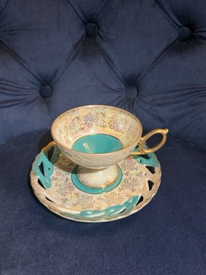 Lefton Hand Painted Tea Cup & Saucer Reg US Pat Off. 