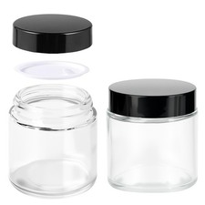 4 oz Glass Jars with Lids, Hoa Kinh 2 Pack Clear Small Glass Jars with Black ...