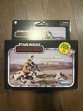 STAR WARS TVC VINTAGE COLLECTION MANDALORIAN  SPEEDER BIKE SCOUT TROOPER & GROGU