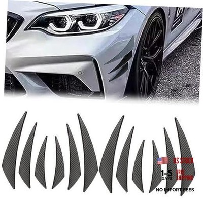 12Pcs Universal Car Spoiler Canards Kit Front Bumper Lip Carbon Fiber Black
