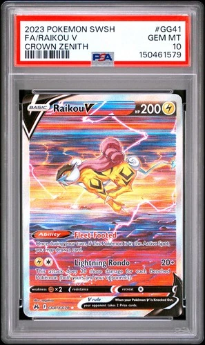 PSA 10 Raikou V GG41/GG70 Sword Shield Crown Zenith Pokemon