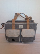 Top Paw Soft-Sided Pet Carrier Gray Tan Dog Cat Travel Bag w/ Shoulder Strap
