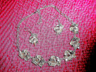 VINTAGE SHIMMER CLEAR/AMBER RHINESTONE LEAF LINK NECKLACE/EARRINGS SET — photo 3