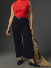 Anthropologie Maeve Colette Pants Black Magic Fabric 32 Wide Leg High Rise