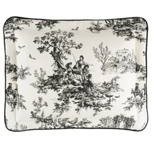 Thomasville Black Bouvier Toile 2 KING Shams Cottage Country French NWOT