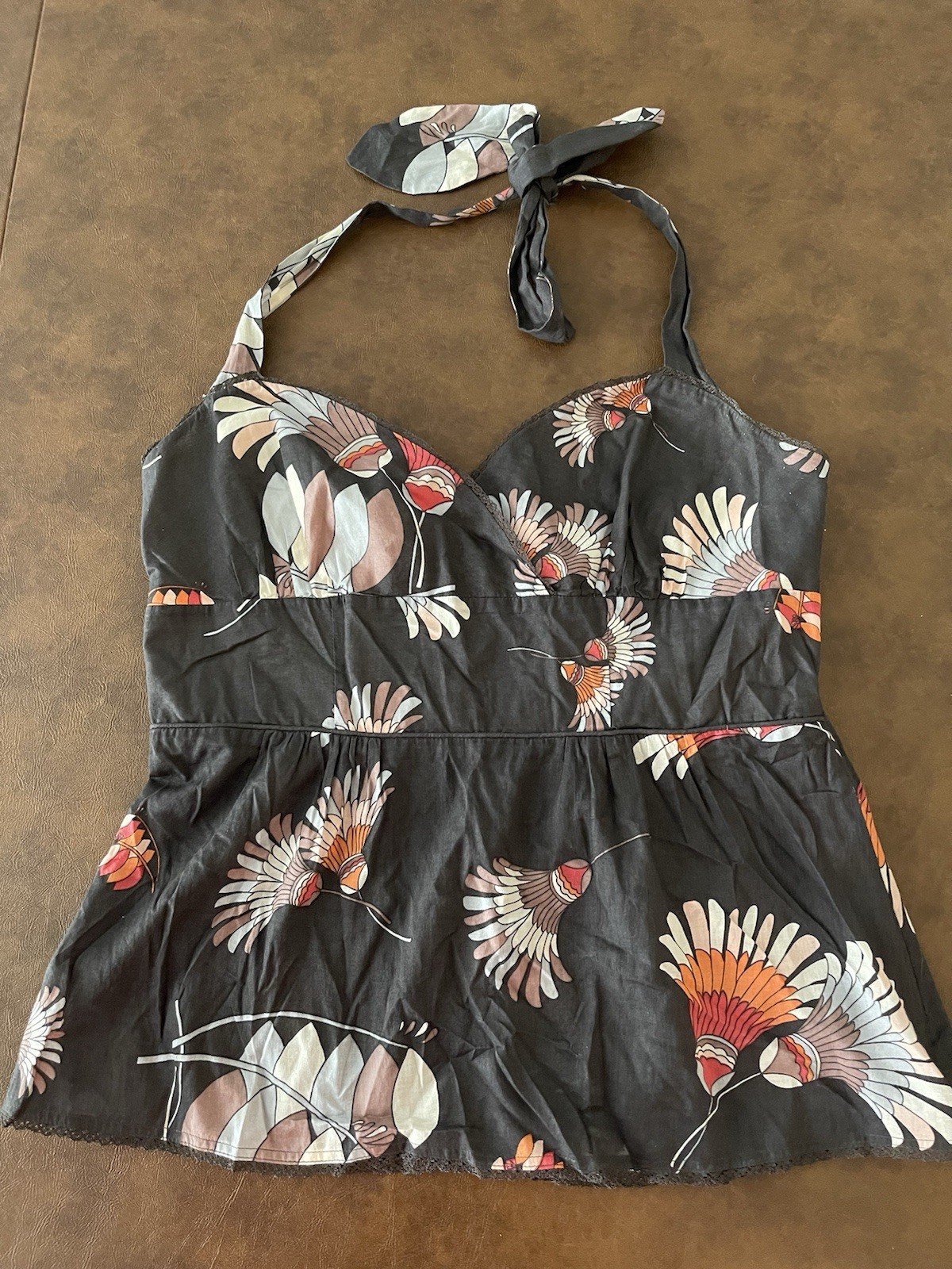 Anthropologie floral halter Top L