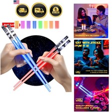 Lightsaber Led Light Up Chopsticks 2 Pair, Red Blue