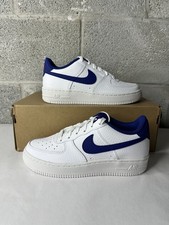 Nike Air Force 1 Low GS Shoes White-Deep Royal Blue YOUTH Sz 4.5/W 6 CT3839-101