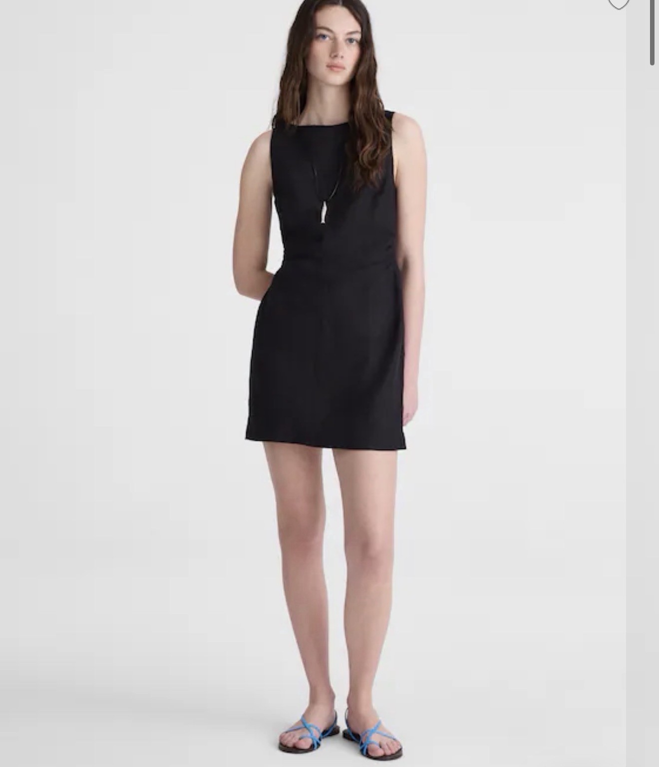 J CREW SIZE 6 Boatneck Shirred Mini Dress in 100% Linen OA320