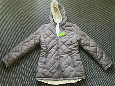 Free Country Womens Brown Full Zip Quilted Reversible Jacket Hooded Size S NWT