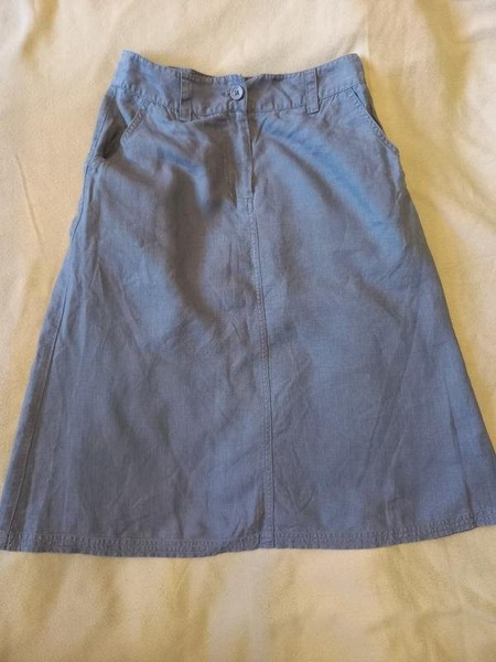 Women Laura Ashley Skirt Grey Linen 36