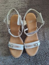 White And Silver Faith Wedge Heels, UK Size 4, EU 37