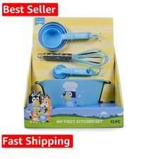 Bluey My First Real Kitchen Tools Set with 1.5 Quart Mixing Bowl, Measuring S...