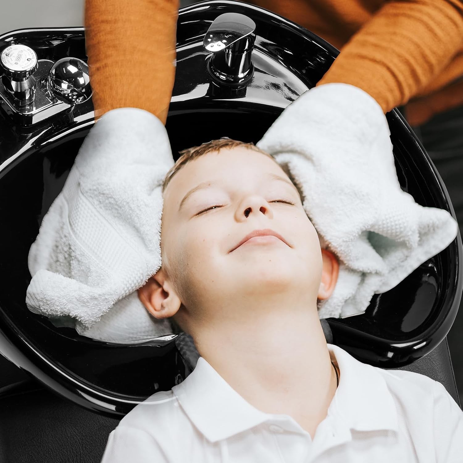 Salon Shampoo Chair & Adjustable Ceramic Bowl Set, 30° Tilt Hair Wash Station