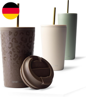 Mameido Thermobecher Mit Strohhalm 470 Ml, Trinkbecher Mit Deckel Und Strohhalm