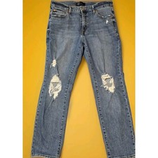 GAP Womens Size 8 29 Girlfriend Jeans Blue Medium Wash Ripped Distressed Denim