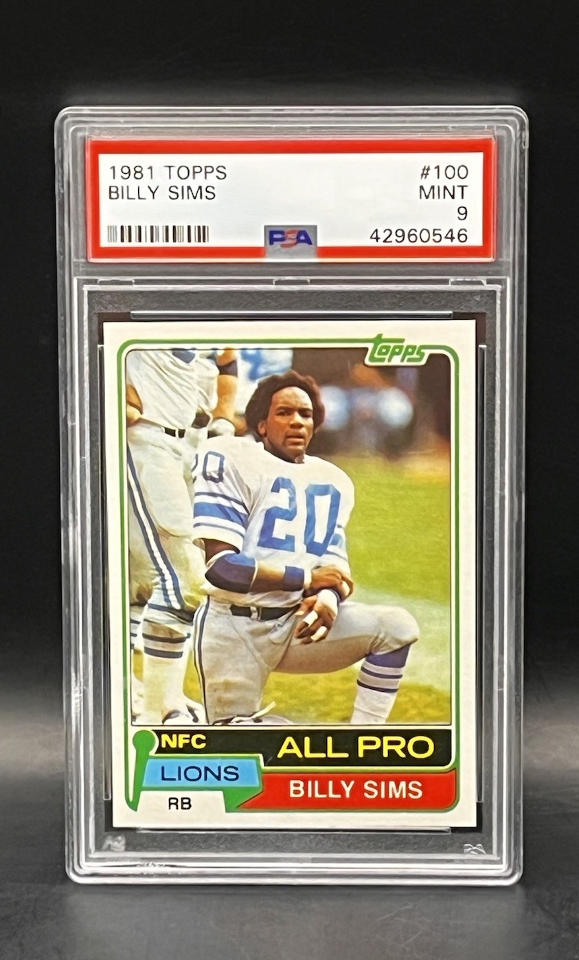 Billy Sims 1981 Topps #100 RC PSA 9 Rookie Detroit Lions NFL Football Card!