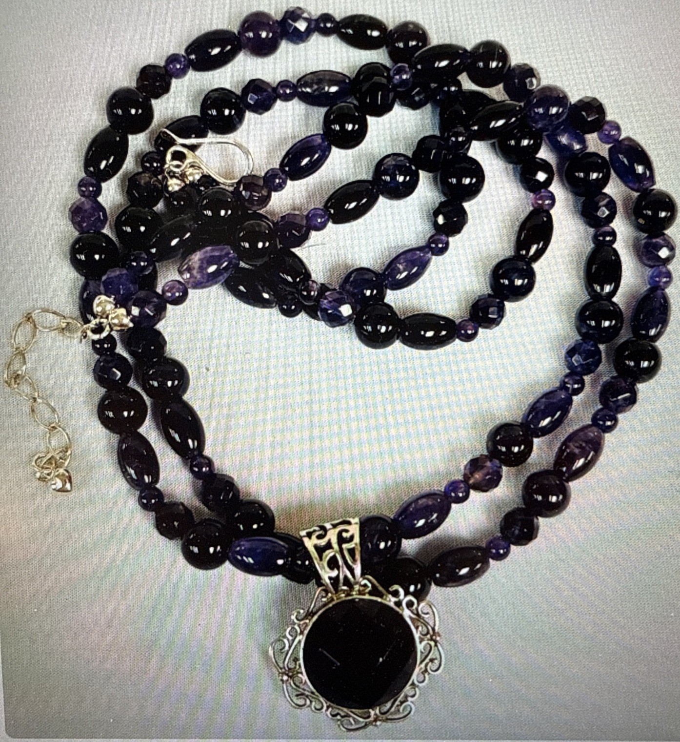 Double stranded amethyst beads with sterling and … - image 5