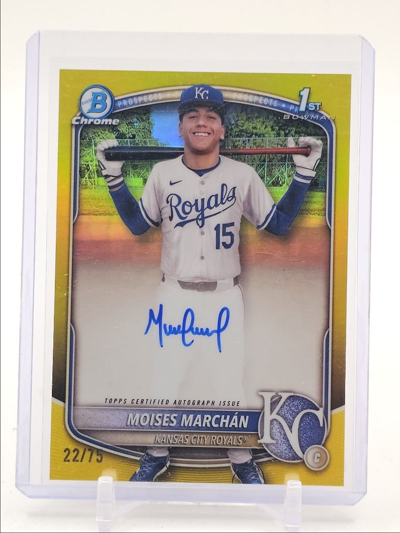 MOISES MARCHAN 2025 BOWMAN CHROME 1ST YELLOW REFRACTOR AUTO /75 Q5246