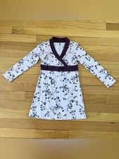 Tea Collection Pink Brown Floral Wrap Crossover Cotton Long Sleeve Dress 3