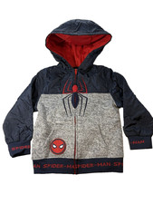 Marvel Spiderman Hoodie Boys Size 5 Full Zip Gray Red Blue Jacket