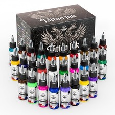 Tattoo Ink Set 28 Colors, 1oz 30ml Each, UltraHigh Saturation Easy Coloring...